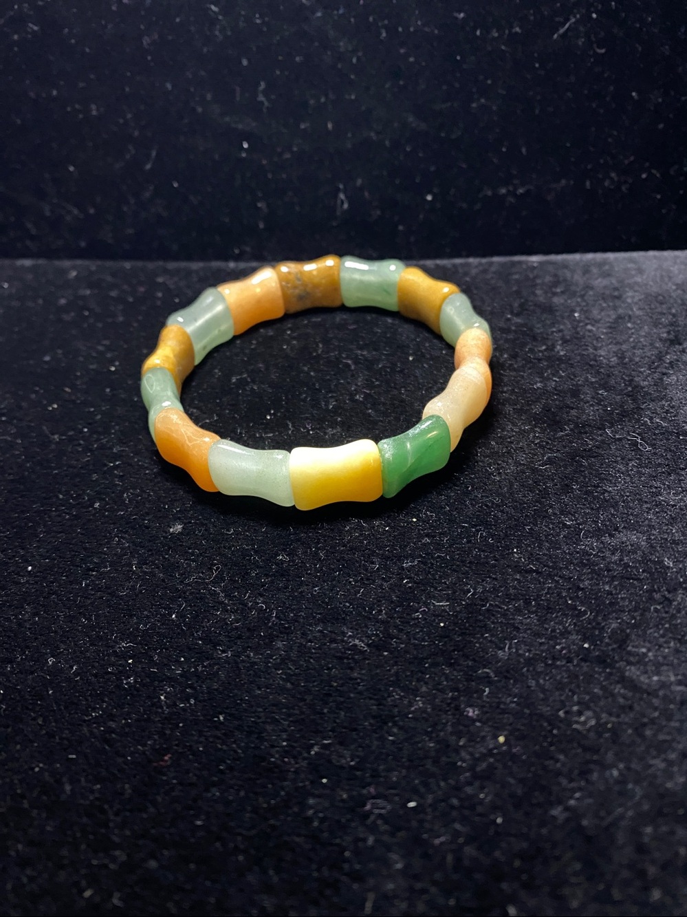 Genuine Bamboo Shape Jade Agate Stretche Bracelet Boho Natural